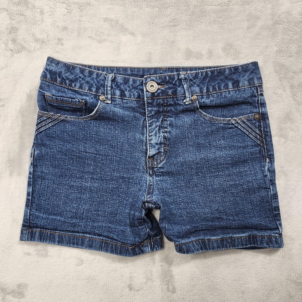 St. John's Bay Shorts Womens 4 Blue Denim Jorts Classic 5 Pocket‎ Stretch Casual